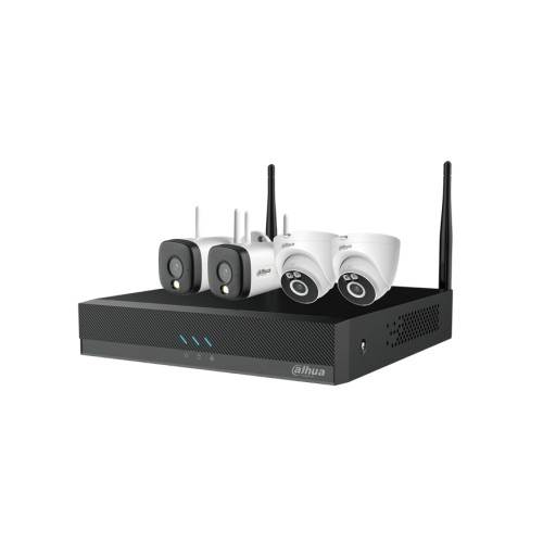 Système de sécurité Wi-Fi Smart Dual Light 5 MP avec NVR Wi-Fi 4 canaux et 2 caméras IP 5 MP intérieures et 2 caméras IP 5 MP ex