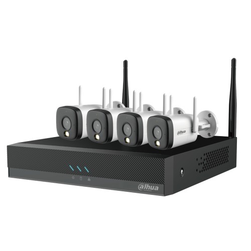 Système de sécurité Wi-Fi Smart Dual Light 5 MP avec NVR Wi-Fi 4 canaux et 4 caméras IP extérieures 5 MP