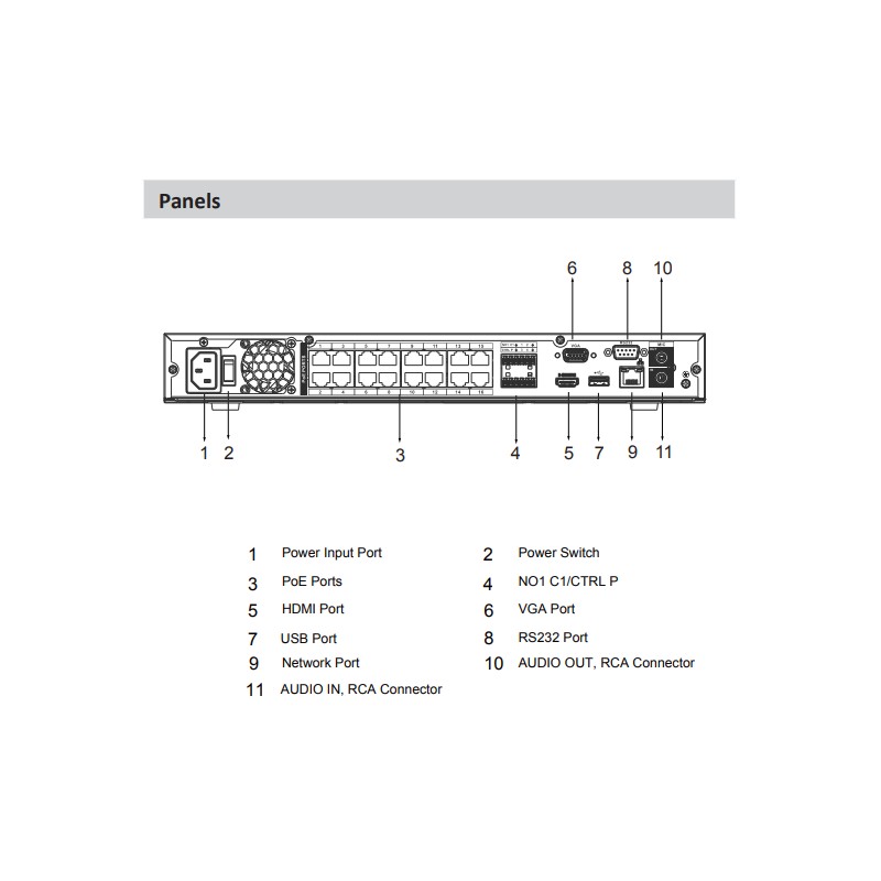 16-Kanal-1U-Netzwerk-Videorekorder mit 2 Festplatten und 16 PoE-Anschlüssen 