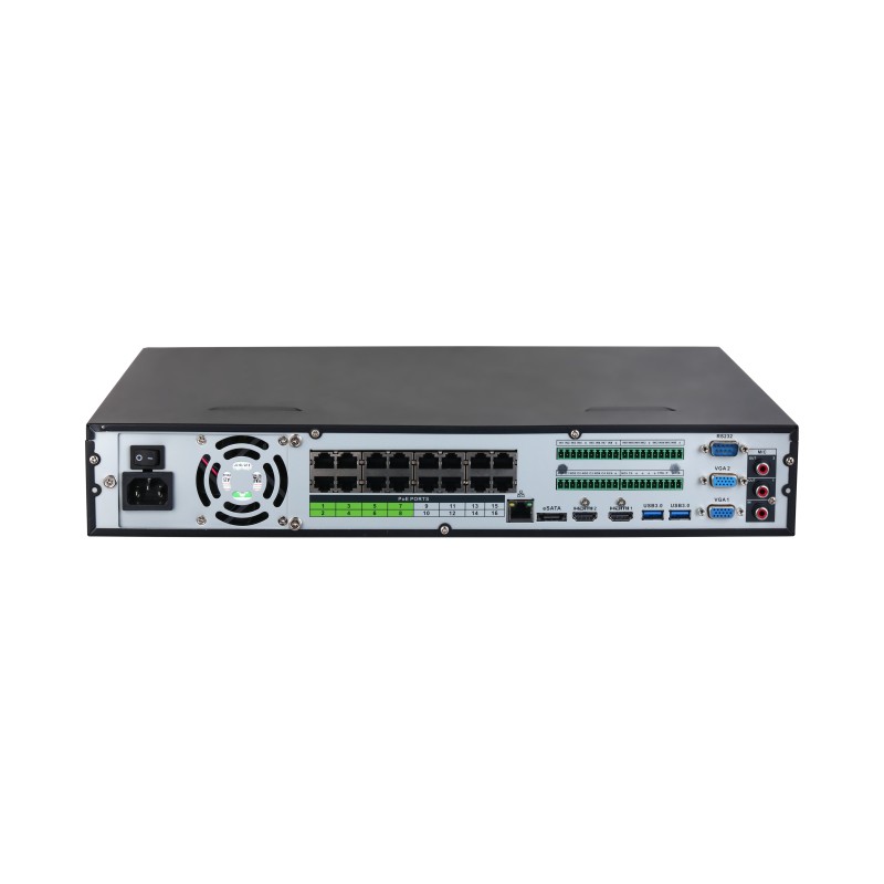 32 Kanäle 1.5U 16PoE 4HDDs WizSense Netzwerk-Videorekorder Schwarz
