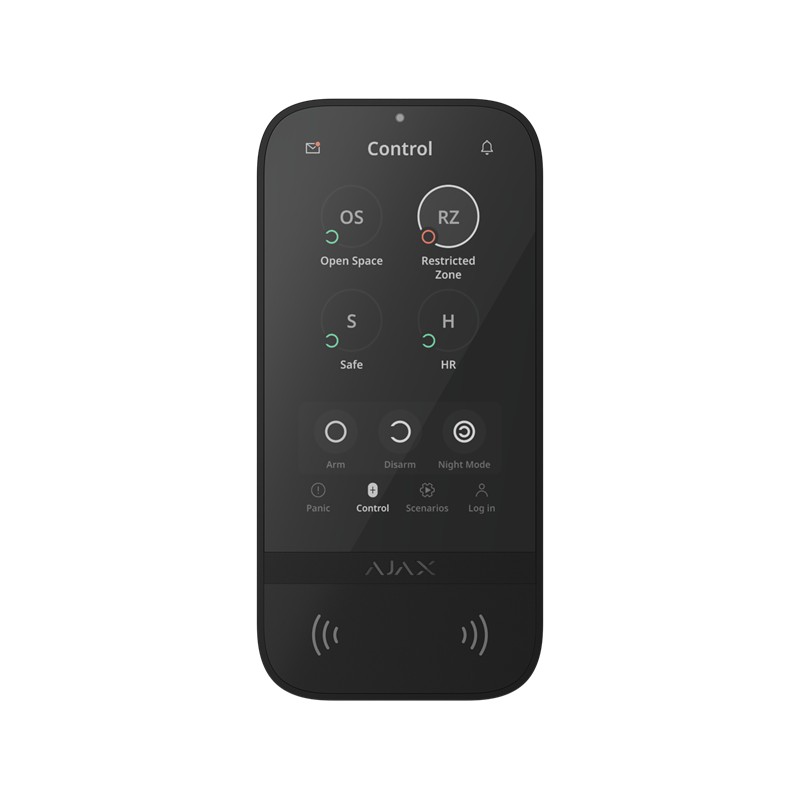 AJAX Superior KeyPad TouchScreen G3 Jeweller - Funk-Bedienteil mit Touchscreen und Authentifizierung über Pass, Tag, Smartphone 