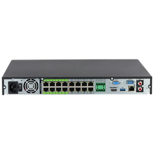 Enregistreur vidéo réseau 16 canaux (1U) avec 16 ports PoE et 2 disques durs de WizSense Noir