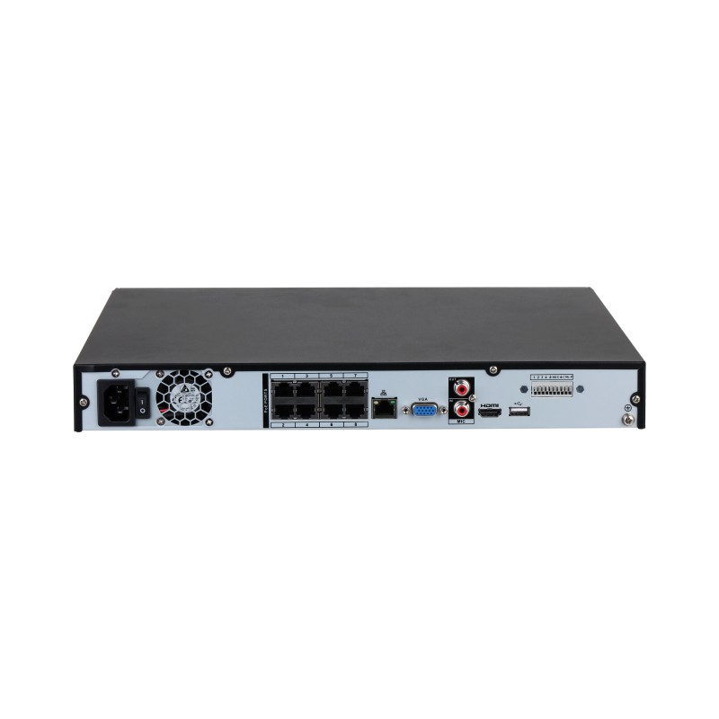 8CH 1U 8PoE 2HDDs WizSense Netzwerk-Videorekorder Schwarz