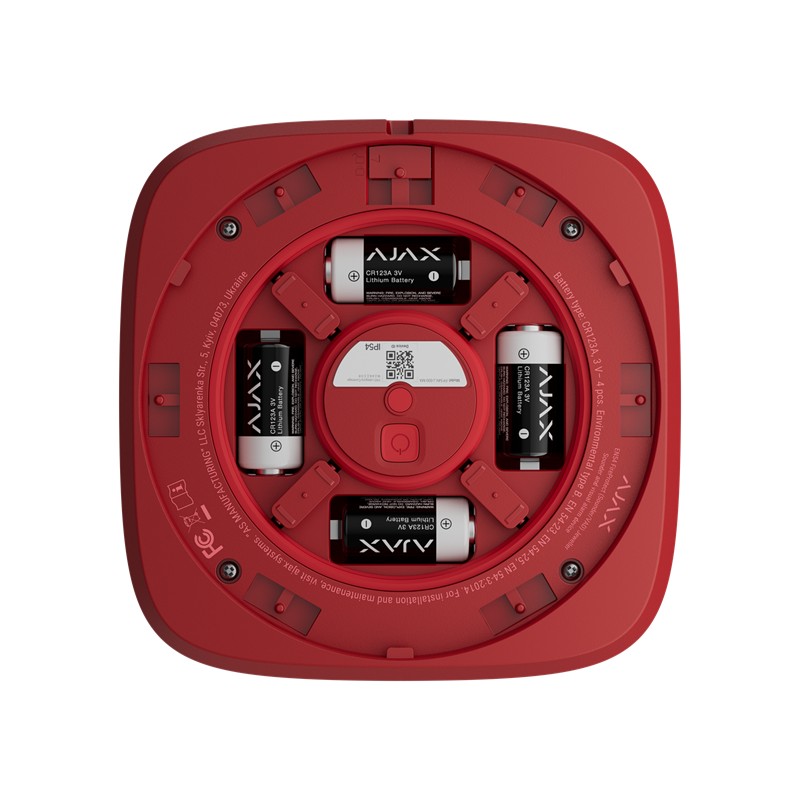 AJAX EN54 FireProtect (Sounder/VAD) - Avertisseur optique et sonore sans fil Rouge