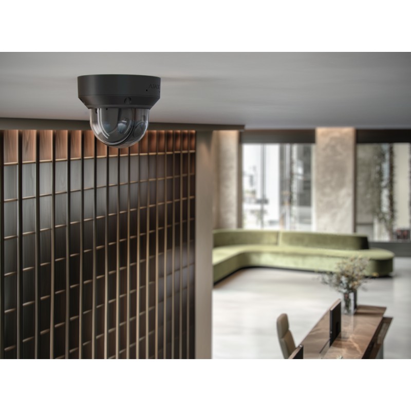 AJAX DomeCam HLVF (5 Mp) -Kabelgebundene IP-Überwachungskamera mit KI, mit motorisiertem, varifokalem 2,8-12-mm-Objektiv, hybrid