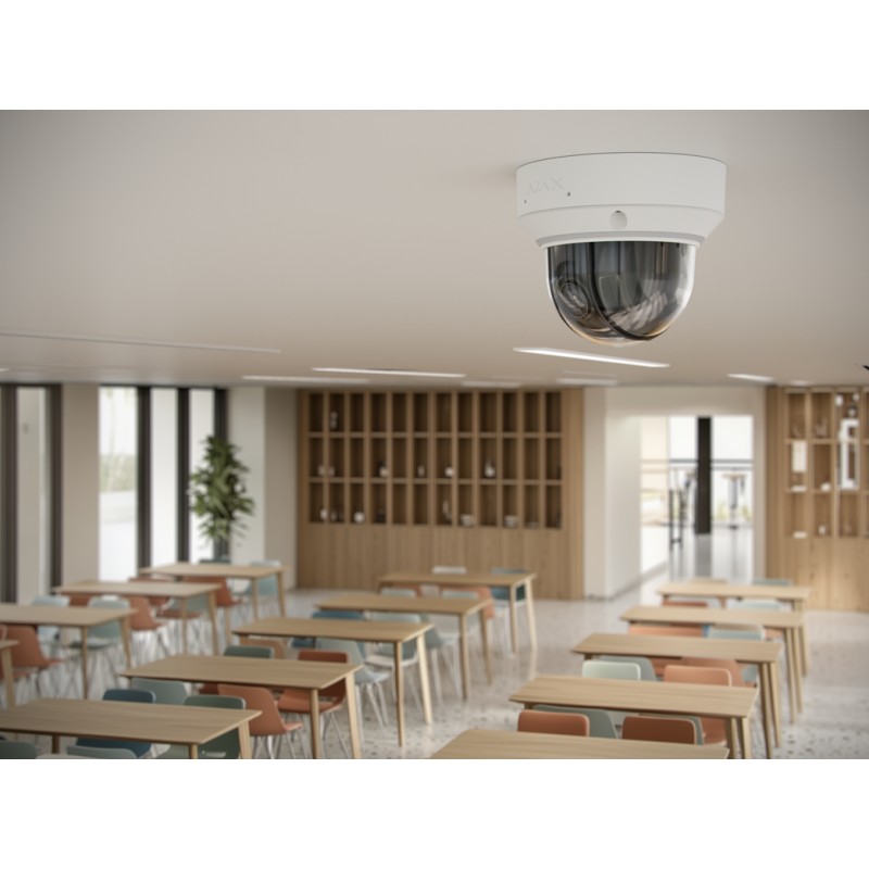 AJAX DomeCam HLVF (8 Mp) - Caméra de surveillance IP filaire avec IA, objectif motorisé varifocal 2,8-12 mm, éclairage hybride, 