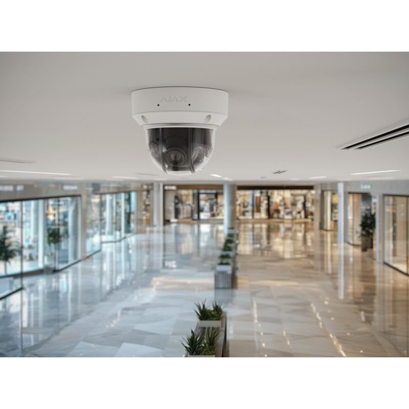 AJAX DomeCam HLVF (5 Mp) - Caméra de surveillance IP filaire avec IA, objectif motorisé varifocal 2,8-12 mm, éclairage hybride, 