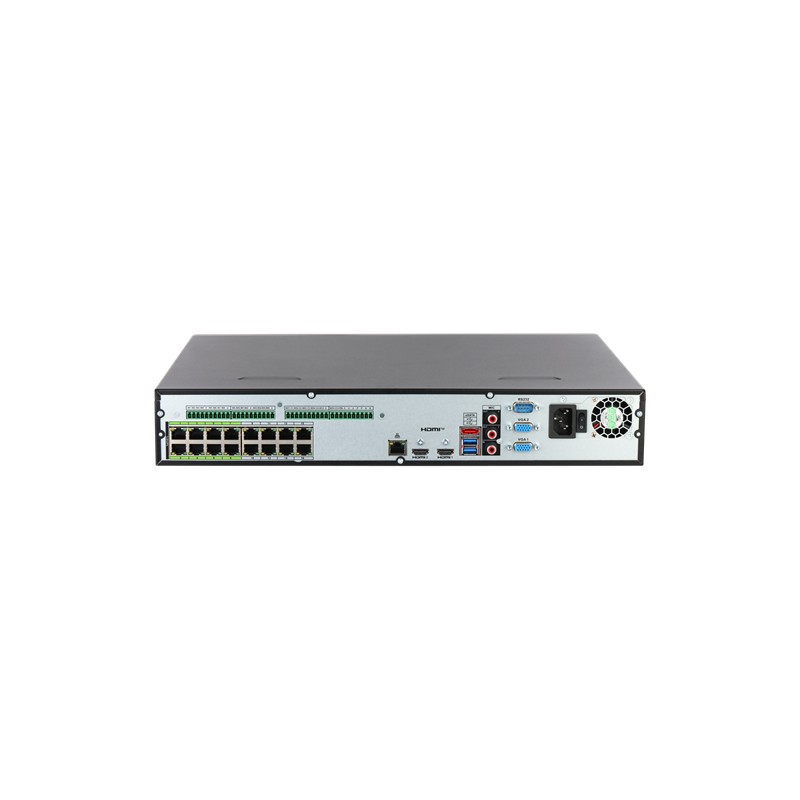 Enregistreur vidéo réseau WizSense 64 canaux, 1,5U, 16 ports PoE, 4 disques durs Noir