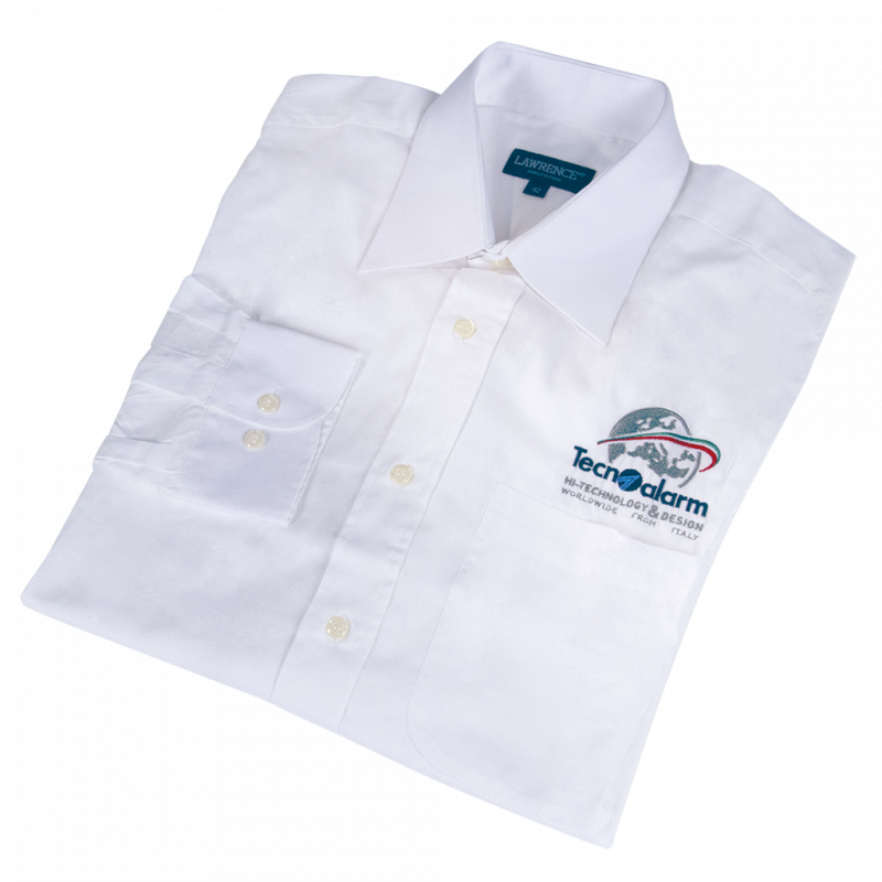 Chemise à manches longues pour homme avec logo Tecnoalarm - Blanc Chemise à manches longues pour homme avec logo Tecnoalarm - Blanc