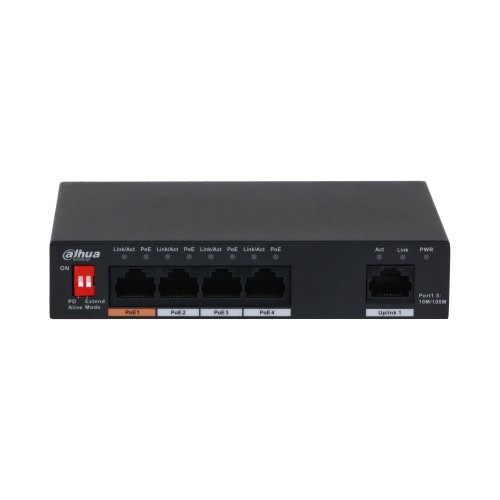 Unverwalteter Desktop-Switch mit 5 Anschlüssen und 4 PoE-Anschlüssen Schwarz Unverwalteter Desktop-Switch mit 5 Anschlüssen und 4 PoE-Anschlüssen Schwarz