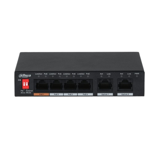 Unverwalteter Desktop-Switch mit 6 10/100-Mbps-Anschlüssen und 4 PoE-Ports Schwarz Unverwalteter Desktop-Switch mit 6 10/100-Mbps-Anschlüssen und 4 PoE-Ports Schwarz
