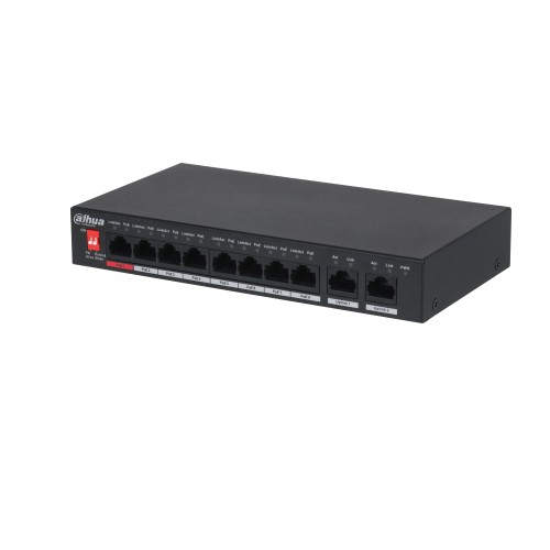 Unverwalteter Desktop-Switch mit 10 Anschlüssen und 8 PoE-Anschlüssen Schwarz Unverwalteter Desktop-Switch mit 10 Anschlüssen und 8 PoE-Anschlüssen Schwarz