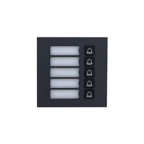 Module avec 5 boutons d'appel mécaniques - pour système d'interphone vidéo modulaire Noir Module avec 5 boutons d'appel mécaniques - pour système d'interphone vidéo modulaire Noir