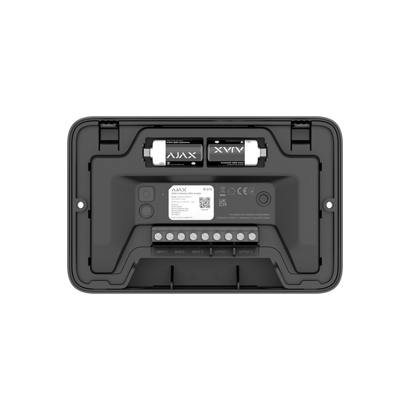 AJAX EN54 I/O Module (2X2) - Module d'entrée/sortie radio pour un système d'alarme incendie Noir AJAX EN54 I/O Module (2X2) - Module d'entrée/sortie radio pour un système d'alarme incendie Noir
