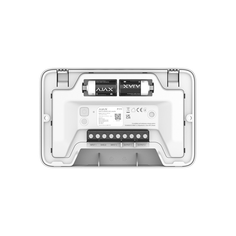 AJAX EN54 I/O Module (2X2) - Module d'entrée/sortie radio pour un système d'alarme incendie Blanc AJAX EN54 I/O Module (2X2) - Module d'entrée/sortie radio pour un système d'alarme incendie Blanc