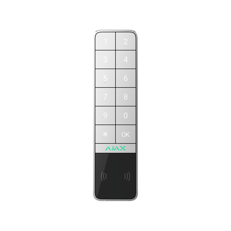 AJAX KeyPad Outdoor Jeweller - Kabelloses Bedienteil mit Authentifizierung über Pass, Tag, Smartphone und Codes - für den Innen- AJAX KeyPad Outdoor Jeweller - Kabelloses Bedienteil mit Authentifizierung über Pass, Tag, Smartphone und Codes - für den Innen-