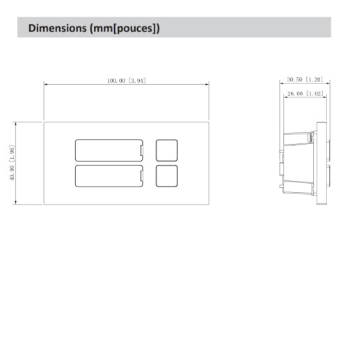 Modul mit 2 mechanischen Ruftasten - für modulares Video-Türsprechanlagensystem Silber