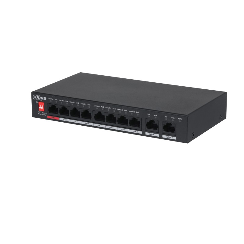 Commutateur de bureau non géré 10 ports et 8 ports PoE Noir
