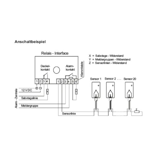 Relaisinterface zum Anschluss von Glasbruchmeldern