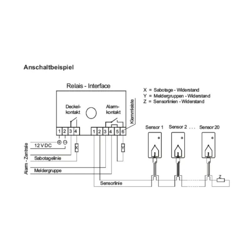 Relaisinterface zum Anschluss von Glasbruchmeldern