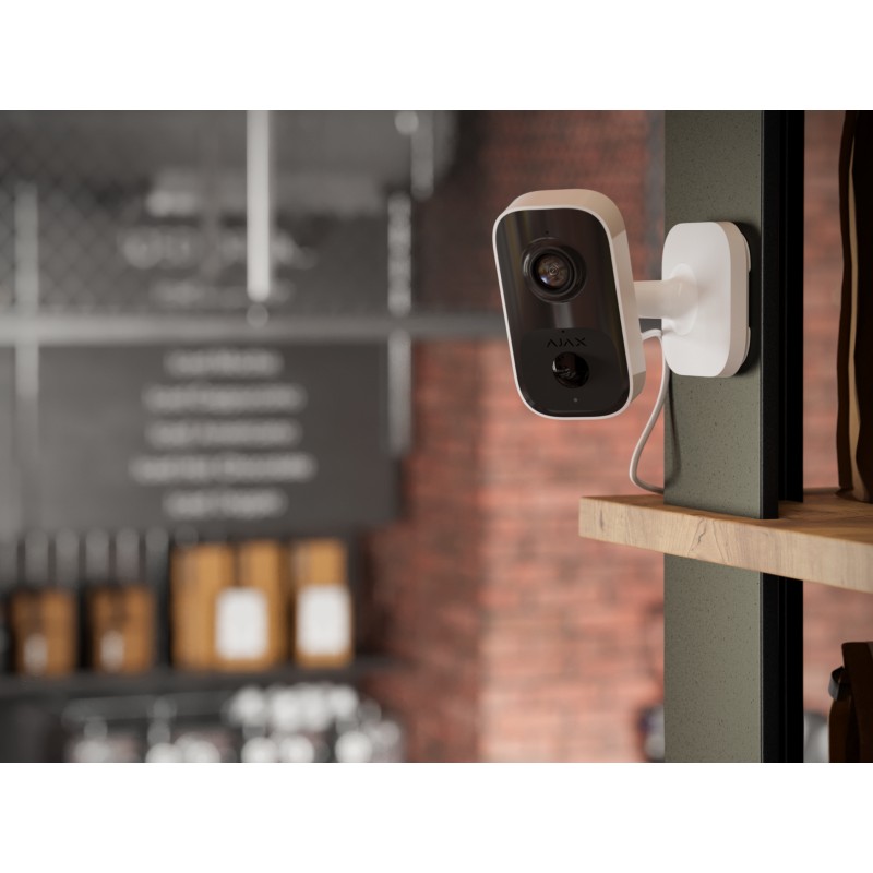 AJAX IndoorCam - Caméra de surveillance intérieure sans fil avec détecteur de mouvement PIR et IA intégrée Blanc 