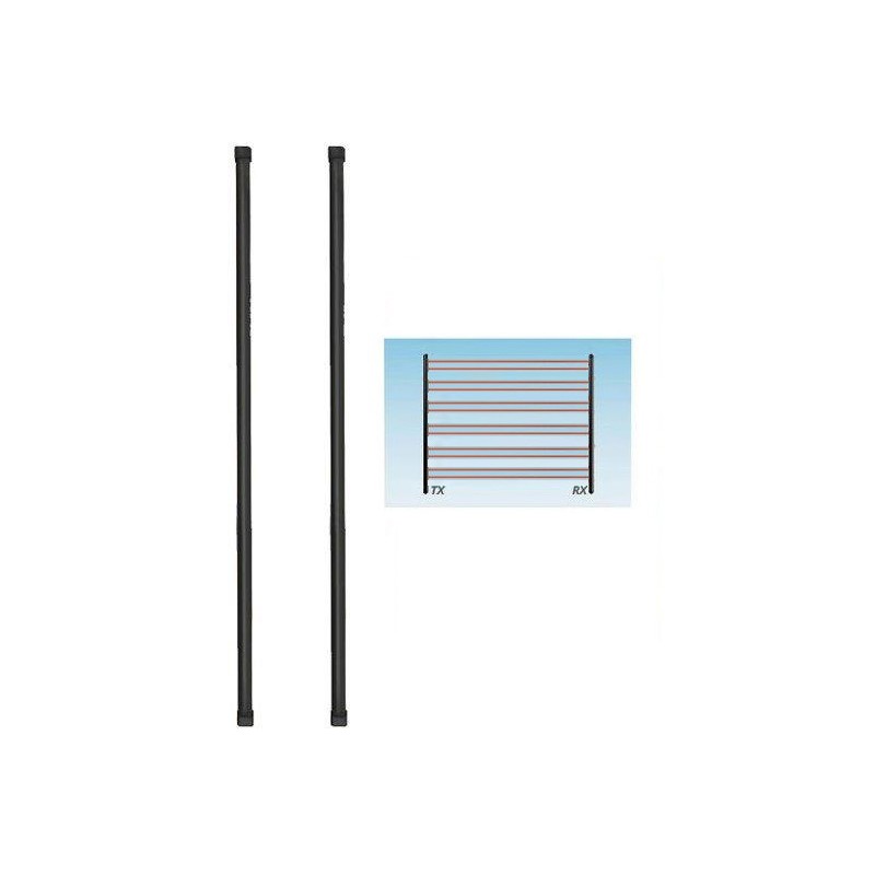 Barrière infrarouge miniature avec synchronisation optique - hauteur 200 cm, équipée de 6 émetteurs (TX) et 6 récepteurs (RX)