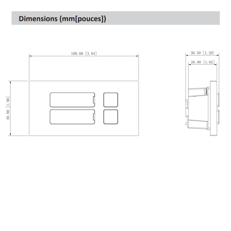 Module avec 2 boutons d'appel mécaniques - pour système d'interphone vidéo modulaire Argent