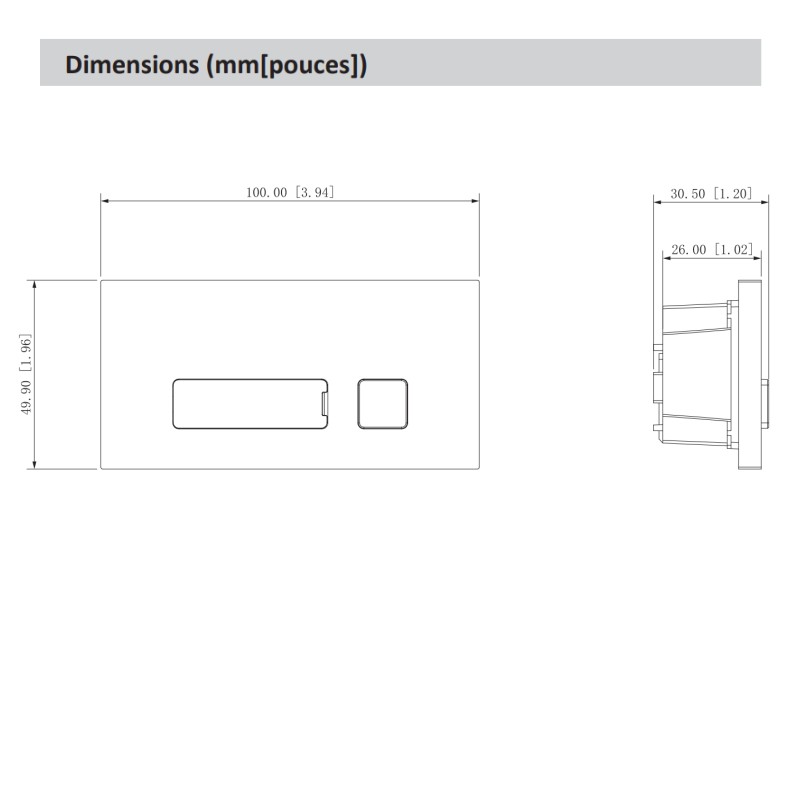 Module avec 1 bouton d'appel mécanique - pour système d'interphone vidéo modulaire Argent