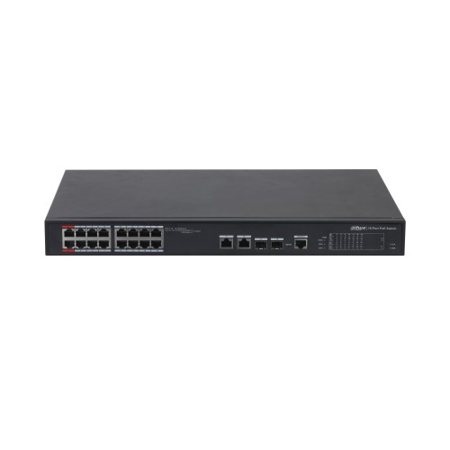 16-Port 100 Mbps + 2-Port Gigabit Managed PoE Switch Commutateur PoE géré Noir