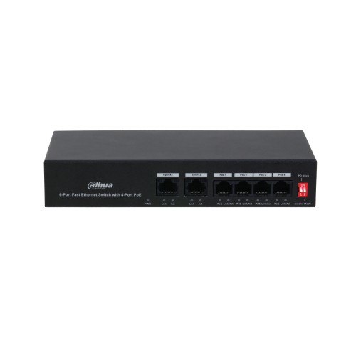Commutateur Fast Ethernet 6 ports avec 4 ports PoE Noir