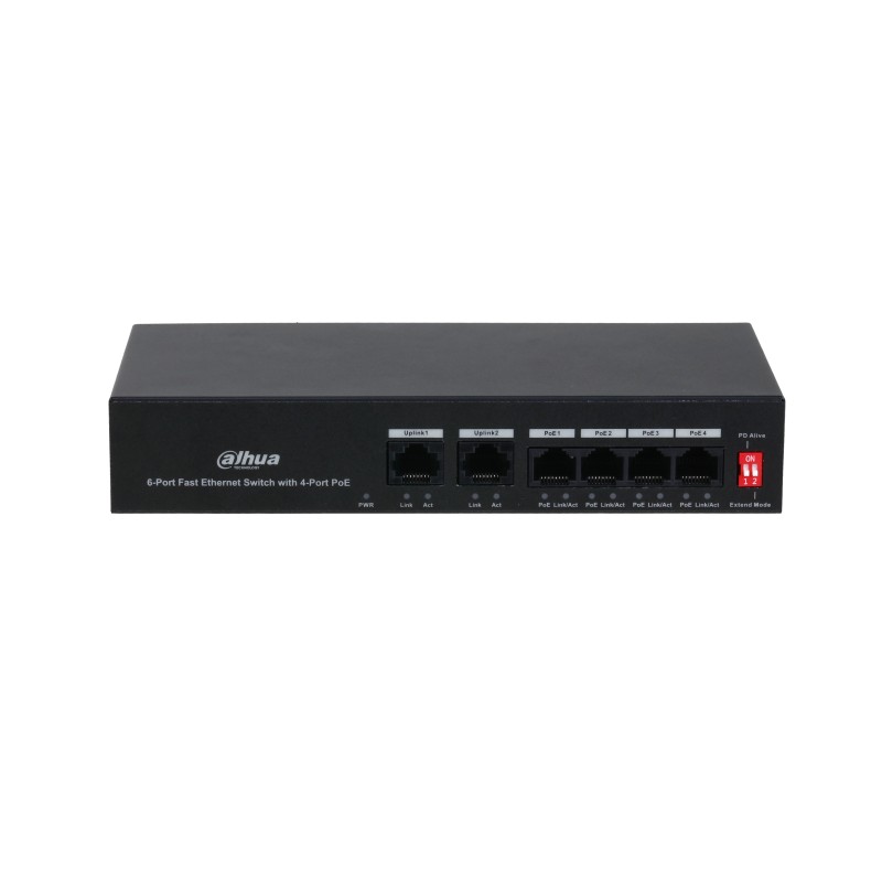 6-Port Fast Ethernet Switch mit 4-Port PoE Schwarz