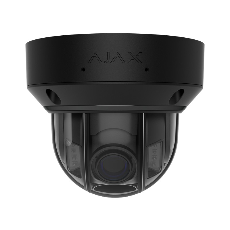 AJAX DomeCam HLVF (5 Mp) - Caméra de surveillance IP filaire avec IA, objectif motorisé varifocal 2,8-12 mm, éclairage hybride, 